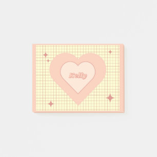 Pink Heart Checkered Pattern Valentinstag Post-it Klebezettel