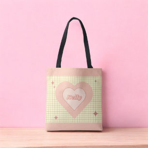 Pink Heart Checkered Pattern Valentinstag Tasche