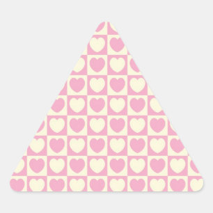 Pink Heart Checkered Triangle Aufkleber
