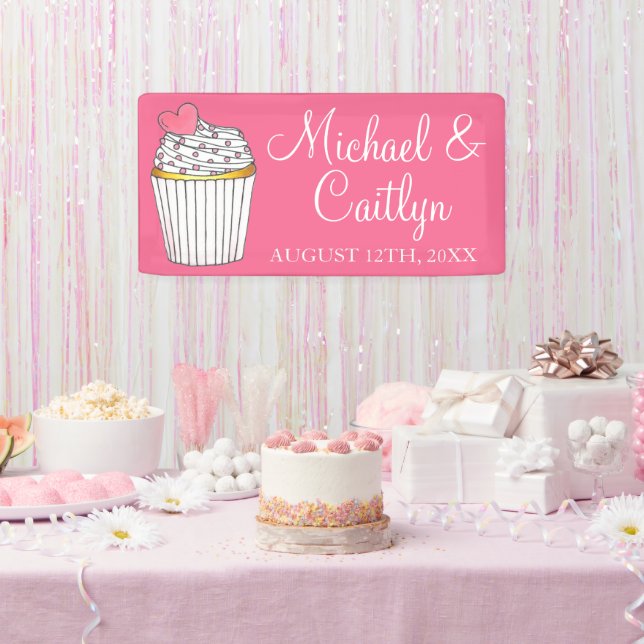 Pink Heart Cupcake Bridal Babydusche Hochzeit Banner (Party)