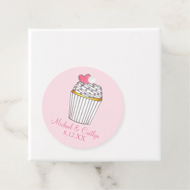 Pink Heart Cupcake Bridal Babydusche Hochzeit Geschenkanhänger (Beispiel)