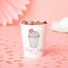 Pink Heart Cupcake Bridal Babydusche Hochzeit Pappbecher