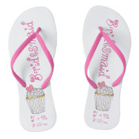 Pink Heart Cupcake Bridesmaid Hochzeit Flip Flops