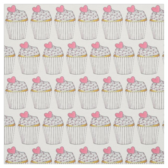 Pink Heart Cupcake Sprinkles Kuchen Liebe Stoff (Muster)