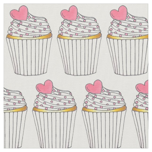 Pink Heart Cupcakes Zuckerguss Sprinkles Liebe Stoff (Nahaufnahme)
