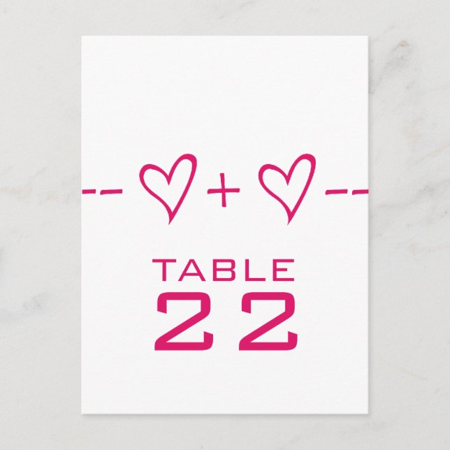 Pink Heart Equation Tischnummer Postkarte (Vorderseite)