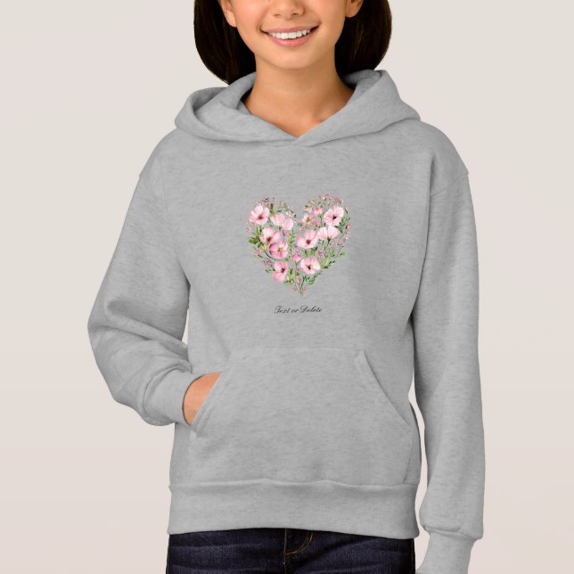 Pink Heart Floral Kids Pullover Sweat - shirt à ca (Devant)