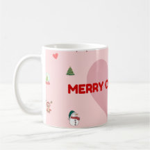 "Pink Heart Frohe Weihnachtskaffee Tasse mit Festi