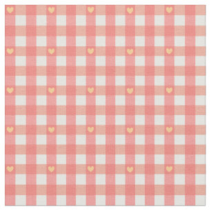 Pink Heart Gingham Stoff