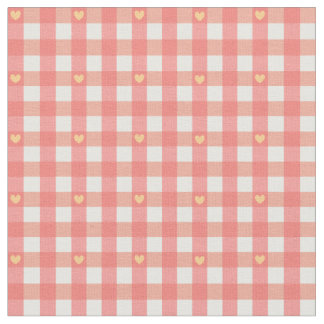 Pink Heart Gingham Stoff