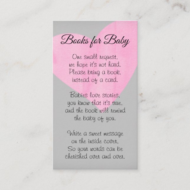 Pink Heart Girl Baby Dusche Begleitkarte (Vorderseite)