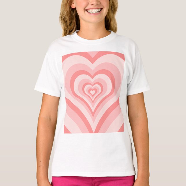 Pink Heart Gradient Pattern – Cute Girly Love T-Shirt (Vorderseite)