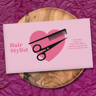 Pink Heart - Hair Stylist Visitenkarte