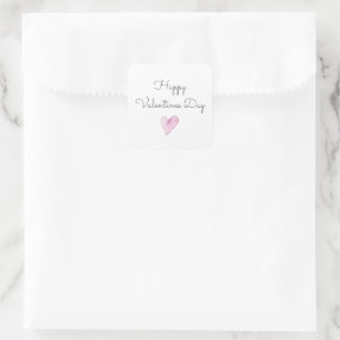 Pink Heart HAPPY VALENTINES DAY Sweet Liebe Quadratischer Aufkleber