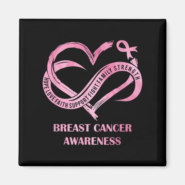 Pink Heart Hope Liebe Glaube Brustkrebs Bewusstsei Magnet (Vorne)
