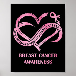 Pink Heart Hope Liebe Glaube Brustkrebs Bewusstsei Poster