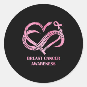 Pink Heart Hope Liebe Glaube Brustkrebs Bewusstsei Runder Aufkleber