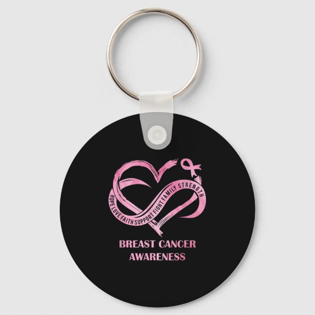 Pink Heart Hope Liebe Glaube Brustkrebs Bewusstsei Schlüsselanhänger (Vorderseite)