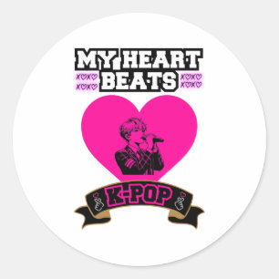 Pink Heart Idol singt KPop Music Liebe Design Runder Aufkleber