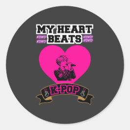 Pink Heart Idol singt KPop Music Liebe Design Runder Aufkleber