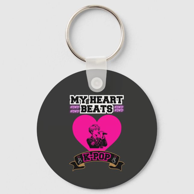Pink Heart Idol singt KPop Music Liebe Design Schlüsselanhänger (Vorderseite)