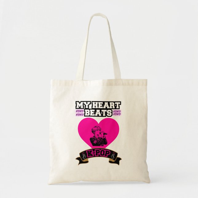 Pink Heart Idol singt KPop Music Liebe Design Tragetasche (Vorne)