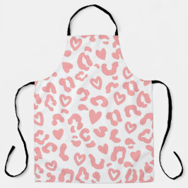 Pink Heart Leopard Print Schürze