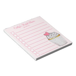 Pink Heart Liebe Cupcake Bridal Baby Dusche Notizblock