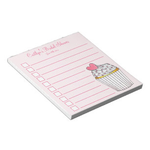 Pink Heart Liebe Cupcake Bridal Baby Dusche Notizblock