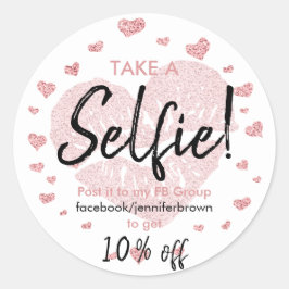 Pink Heart Lips Lipstick Discount Selfie Make-up Runder Aufkleber