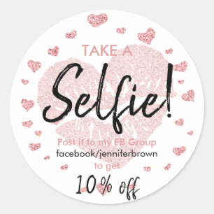 Pink Heart Lips Lipstick Discount Selfie Make-up Runder Aufkleber