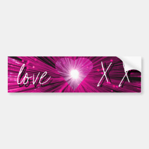 Pink Heart 'love and kisses' bumper sticker Autoaufkleber