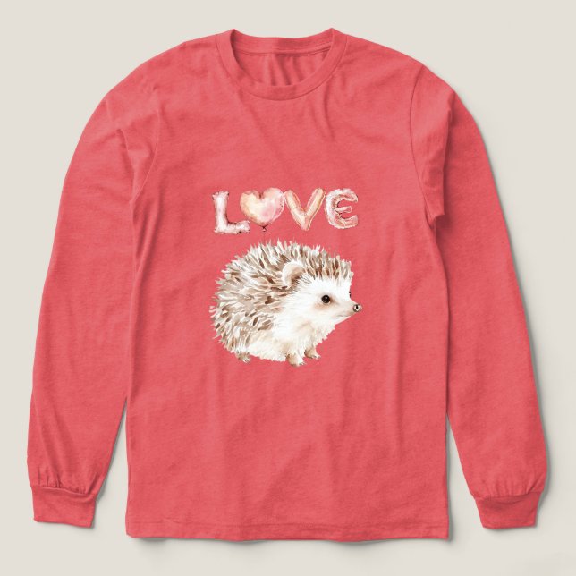 Pink Heart Love Balloons Cute Hedgehog Tri-Blend Shirt (Design Vorderseite)