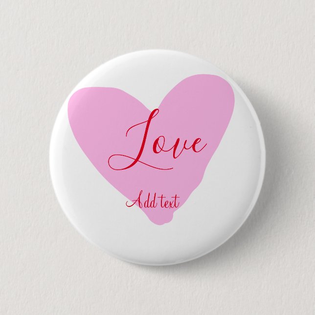 Pink heart love happy Valentine's day text red nam Button (Vorderseite)