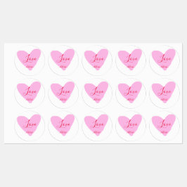 Pink heart love happy Valentine's day text red nam Etiketten