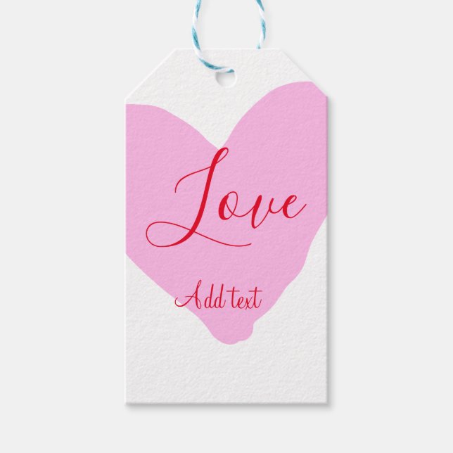 Pink heart love happy Valentine's day text red nam Geschenkanhänger (Vorderseite)