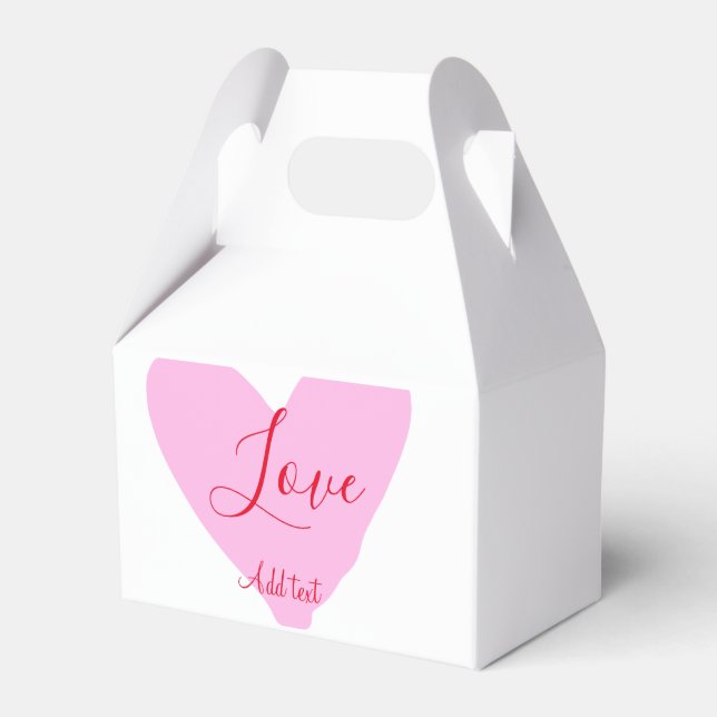 Pink heart love happy Valentine's day text red nam Geschenkschachtel (Vorderseite)