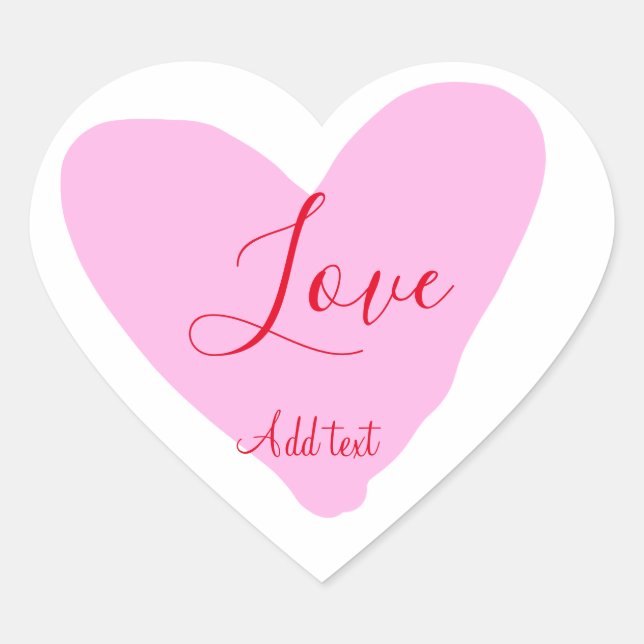 Pink heart love happy Valentine's day text red nam Herz-Aufkleber (Vorderseite)