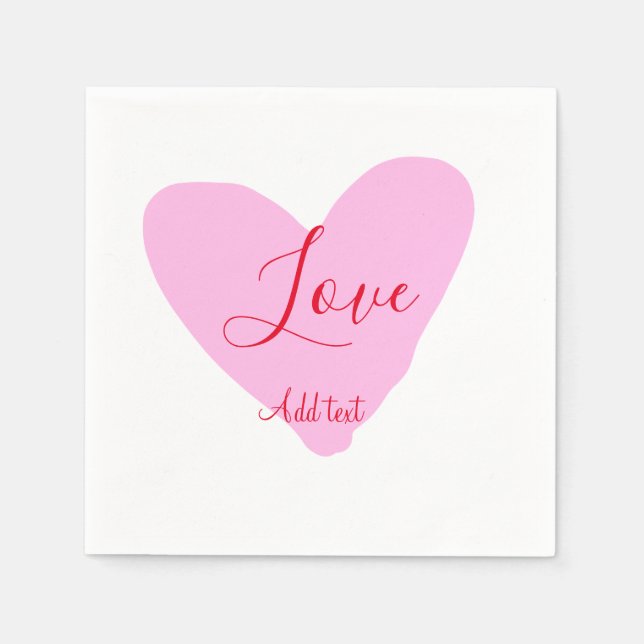 Pink heart love happy Valentine's day text red nam Serviette (Vorderseite)