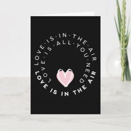 Pink Heart Love Is In Air Quote Valentine's day Karte