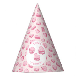 Pink Heart Macarons Girl Birthday Partyhütchen