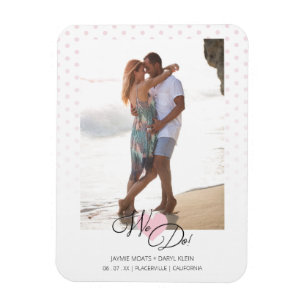 Pink Heart machen wir Zitat Polka Dots Foto Hochze Magnet
