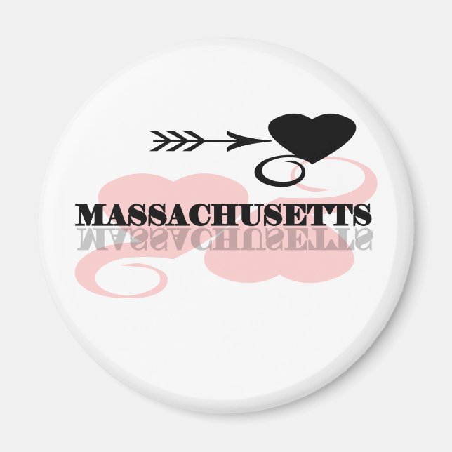 Pink Heart Massachusetts Magnet (Vorne)