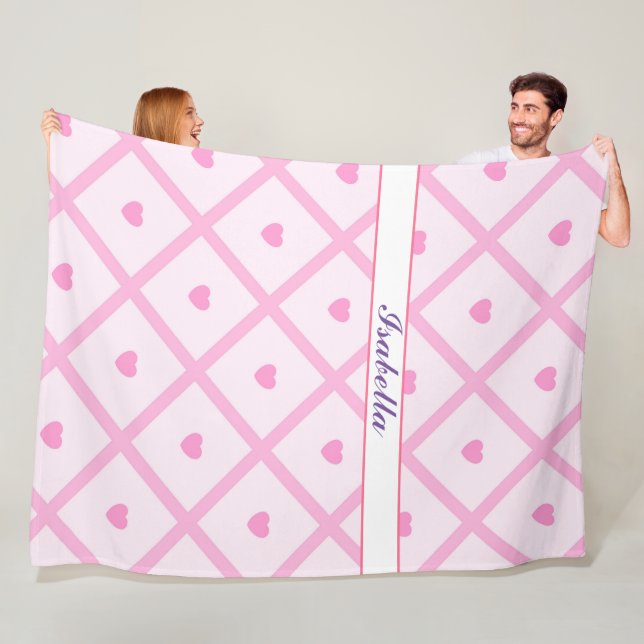 Pink Heart Moderne Karierte Sammlung Fleecedecke (Beispiel)