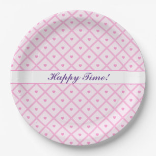 Pink Heart Moderne Karierte Sammlung Pappteller