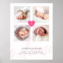 Pink Heart Monogram Baby Foto Collage