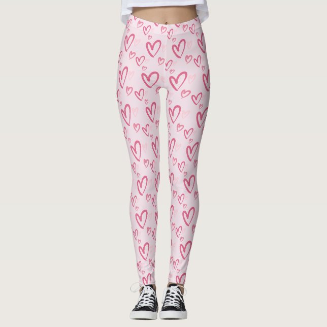 Pink Heart Motif Cute Valentine leggings (Devant)