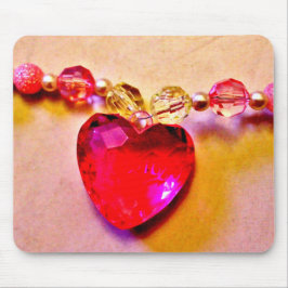 Pink Heart Necklace Mousepad