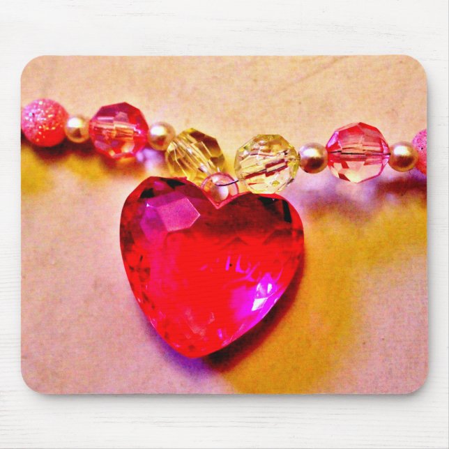 Pink Heart Necklace Mousepad (Vorne)