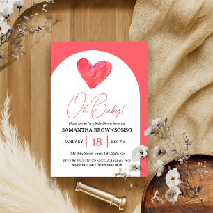 Pink Heart Oh Baby Dusche Einladung